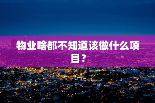 物业啥都不知道该做什么项目？