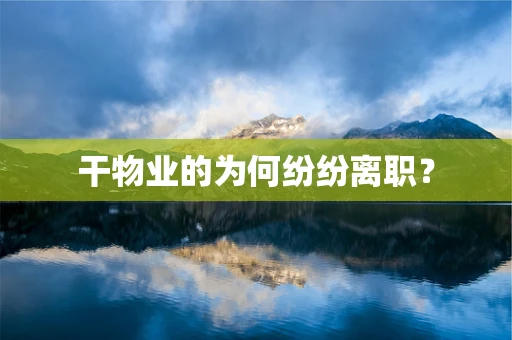干物业的为何纷纷离职？