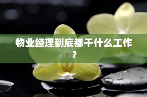 物业经理到底都干什么工作？