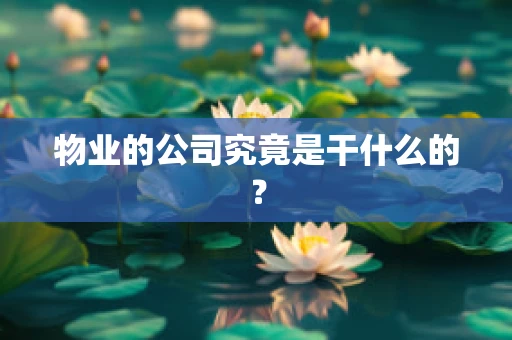 物业的公司究竟是干什么的？