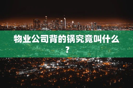 物业公司背的锅究竟叫什么？