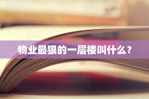 物业最狠的一层楼叫什么？