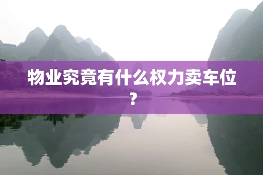 物业究竟有什么权力卖车位？